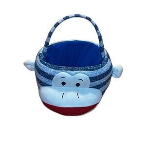 Sock Monkey Basket, Easter, Halloween, Storage, Blue